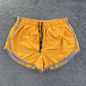 Nike Dri-FIT Yellow Running Shorts with Blue Trim Mens Large